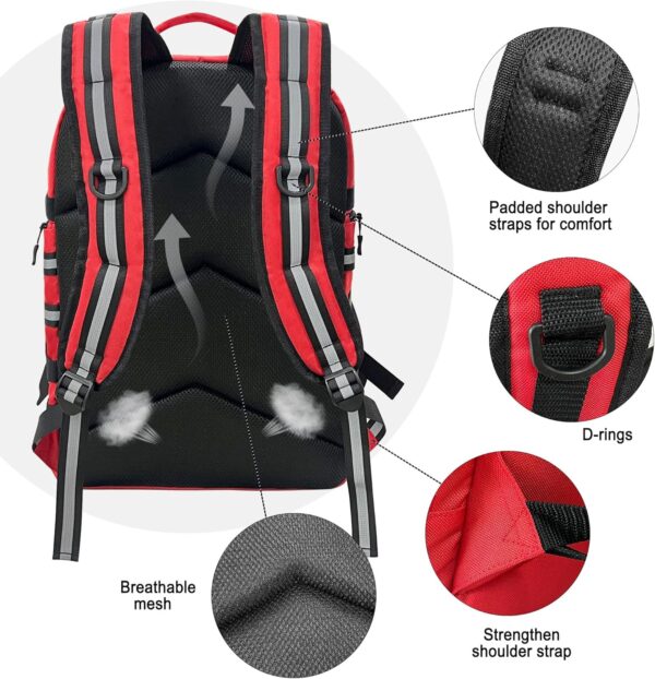 Lyirfan Mochila de primeros auxilios, mochila médica vacía de emergencia, con tira reflectante para camping, senderismo, guardería al aire libre, color rojo (solo bolsa) - Image 3