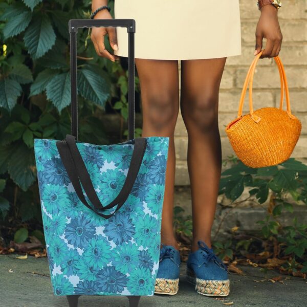 OUNONA Bolsa De Compras con Ruedas Bolsas Plegables con Carrito De Compras Bolsa De Viaje con Flores para Viajar A 21Kg - Image 4
