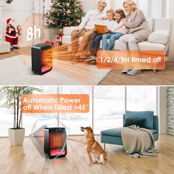 CalefaccióN De La Sala EléCtrica, CalefaccióN De La Mini CeráMica De 1500 W, CalefaccióN EléCtrica EcoceráMica PortáTil, CalefaccióN De Ventilador De EnergíA Ahorro De EnergíA Con Llamas Para La Ofici - Image 6