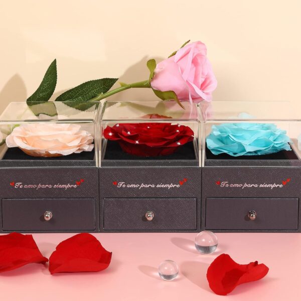 Eaprala Rosa Eterna con Conjunto de Joyas Te Amo para Siempre, Ideas de Regalos para Mamá, Cumpleaños, Aniversario Mujer(CristalRojo) - Image 5
