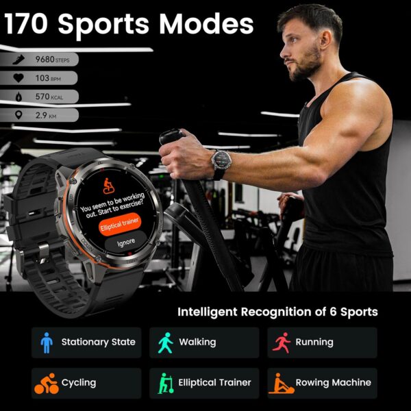 KOSPET Tank T3 Ultra Reloj Inteligente Hombre GPS, 480 mAh de Batería, 50m Impermeable, Cuerpo de Acero Inoxidable, Resistente Smartwatch Redondo con Brújula & Llamadas Bluetooth, 1.43" AMOLED Display - Image 7