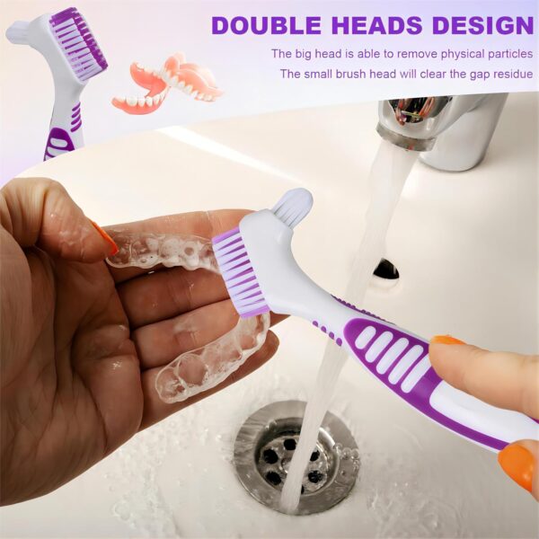 2 Cajas para Dentaduras Postizas Ortodoncia con 2 Cepillos de Dientes, Estuches de Baño para Dentaduras de Plástico, Recipiente de Dientes Postizos, Tazas de Limpieza Dentaduras con Cesta de Enjuague - Image 6