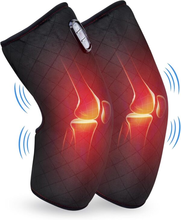 Comfier Masajeador de Rodillera con Calefacción - Envoltura de Rodillera con Vibración,Masajeador de Piernas con almohadilla térmica para la Fatiga