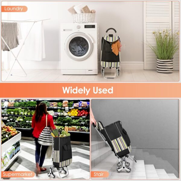 Taphnw Carro de la Compra con 6 Ruedas, Carrito Compra Plegable, Capacidad 32L, Carga Máxima de 30kg, Bolsa Impermeable Desmontable Ruedas de Acero Inoxidable, para Subir Escaleras - Image 9