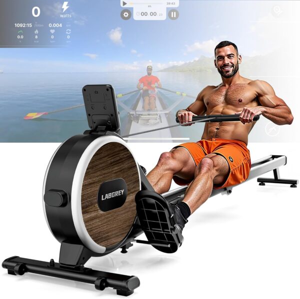 Máquina de Remo LABGREY Magnética Bluetooth para Casa, Compatible con App, Rieles de Aleación, Silenciosa y Estable, Soporta hasta 158 kg, Ideal para Entrenamiento Cardio en el Hogar