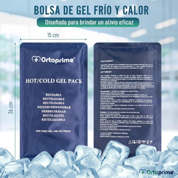OrtoPrime Bolsa de Gel Frío para LESIONES Bolsa de Gel Frio y Calor REUTILIZABLE - Bolsa frío calor Congelador y Microondas 26 x 15 cm - Bolsa hielo lesiones Adaptable a Cualquier Parte del Cuerpo - Image 4