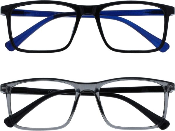 Opulize Ink Pack 2 Gafas De Lectura Grande Negro Gris Hombres Mujeres Bisagras Resorte RR4-17 +1,00
