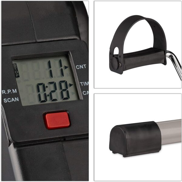 Relaxdays Arm-und Beintrainer Entrenador de Brazos y Piernas, Plegable, para Oficina, en Casa, Mini Bicicleta Estática, 39x36x49,5 cm, Negro - Image 9