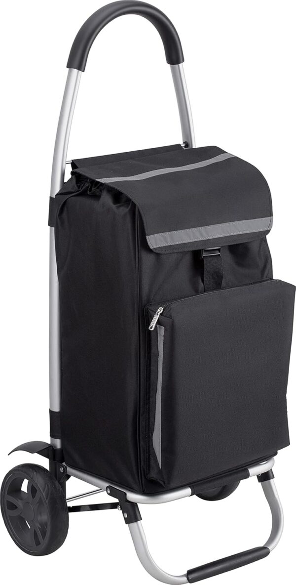 Meister - Carrito de la compra, 54 L, con compartimento refrigerador, bolsa extraíble y resistente a la lluvia, colgador para el carro de la compra, carrito plegable, 6816800