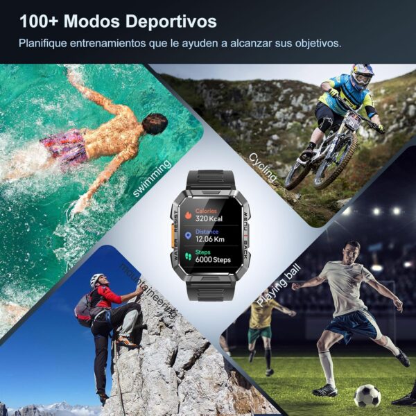 Blackview Reloj Inteligente Hombre - Llamadas Bluetooth, 2.01” Smartwatch Hombre con Linterna, Brújula, Pulsómetro, Monitor de Sueño, Podómetro, Notificación, Pulsera Actividad 100+ Modos Deportivos - Image 7