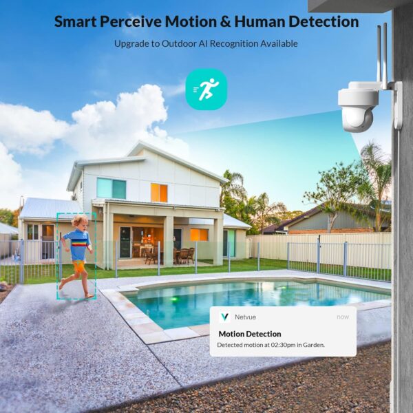 NETVUE Camara Vigilancia WiFi Exterior, Domicilio FHD Vista a 360° y Audio Bidireccional, Interior y Detección de Movimiento, Visión Nocturna en Color - Image 2