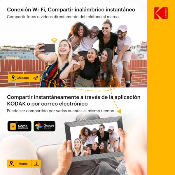 KODAK Marco de Fotos Digital WiFi 10.1 Pulgadas, Memoria Incorporada 32GB, Pantalla Táctil para HD 1280x800 IPS, Soporte Rotación Automática, Compartir Instantáneamente Fotos y Videos - Image 5