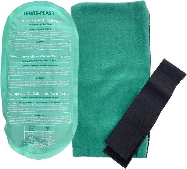 LEWIS-PLAST Premium Frío frío Gel reutilizable con la carcasa - Envoltura de calor frío para la rodilla, espalda, cadera y cuello. Bolsas de gel calientes frías para el dolor
