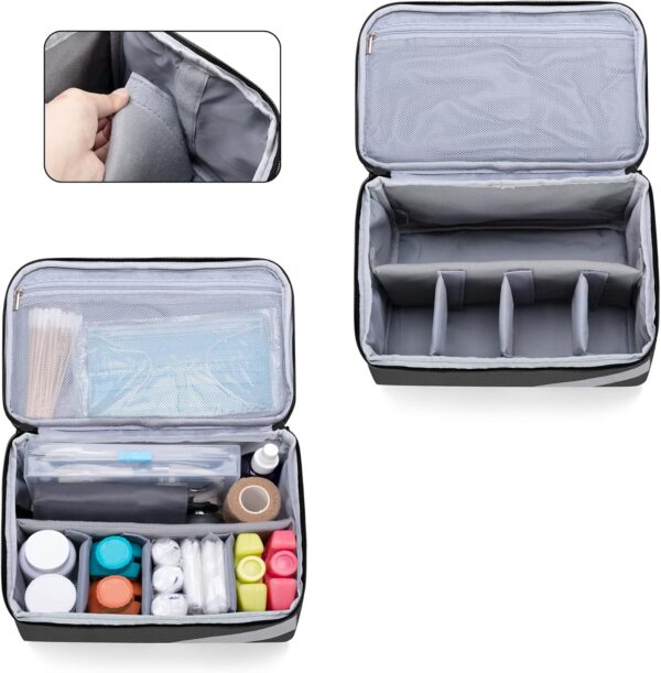 Trunab Pequeña Bolsa Médica de Medicamentos y Pastillero, Botiquín de Primeros Auxilios Adecuado con Estetoscopio, Medicamentos de Emergencia, Suplemento y Organizador Semanal de Pastillas, Negro - Image 2