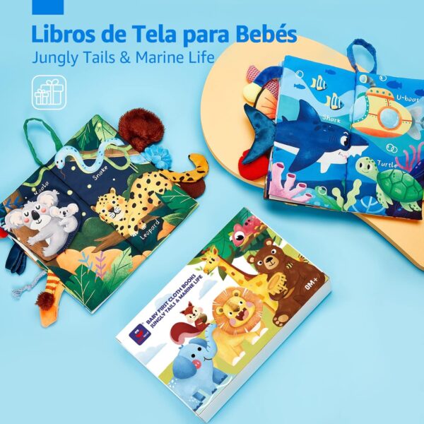 hahaland Libros Bebe Juguetes Bebes 0-3 6-12 meses 2PCS Libros de Tela Blandos para Bebes Recien Nacido Niños Educativo Juguetes Niños 1 año, Animales Libro Sensorial Suave de Actividades para Bebé - Image 2