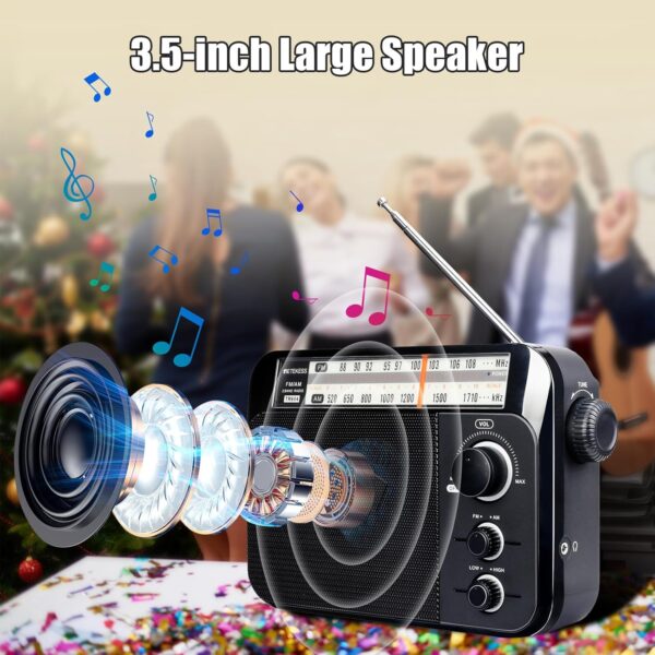 Retekess TR604 Radio portátil, Radio Am FM,Perilla Grande, Altavoz Grande,Admite Ajuste de Agudos y Graves,Adecuado para Personas Mayores,Regalo del Día de la Madre - Image 3