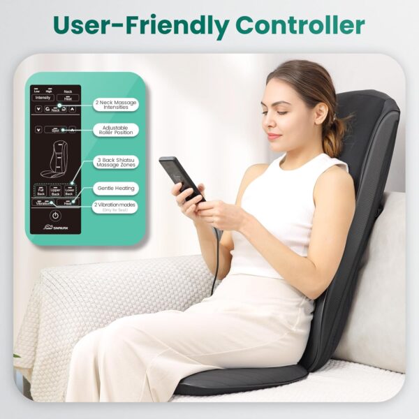 Snailax Asiento de Masaje Shiatsu Mejorado para Masaje de Cuello y Espalda, almohada de masaje para espalda/cuello/hombros, masajeador de espalda con masaje vibratorio, regalo para hombres y mujeres - Image 5