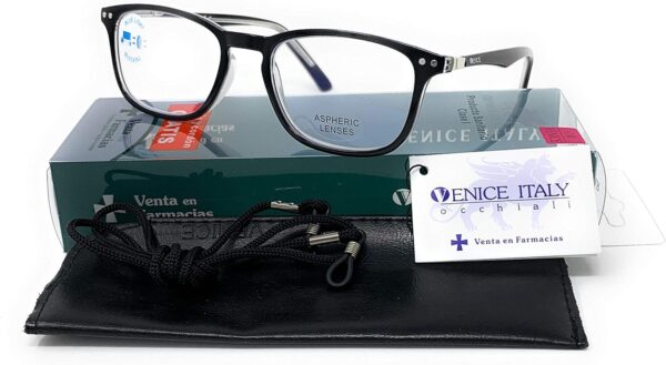 New Model 2021 Gafas de lectura con filtro bloqueo de luz azul para gaming, ordenador, móvil. Anti fatiga professional unisex venice (Negro con Blue blocking, 2.00)