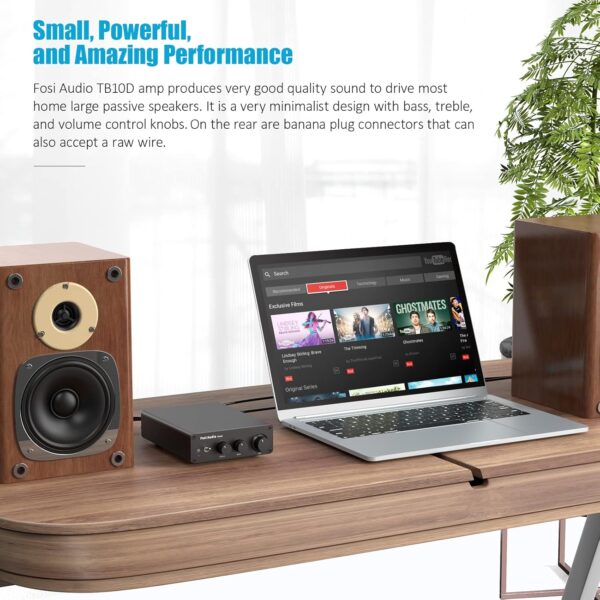 Fosi Audio TB10D 600 vatios TPA3255 Mini amplificador de potencia HiFi estéreo Clase D Amp Receptor de audio digital integrado de 2 canales para altavoces pasivos con control de agudos y graves - Image 4