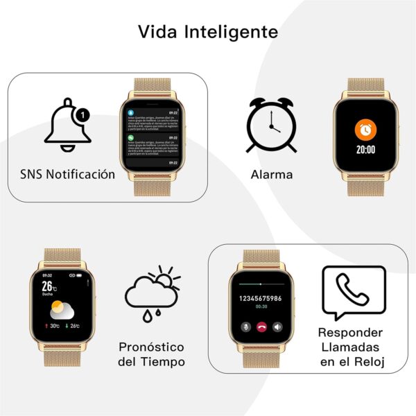 Popglory Reloj Inteligente Mujer, Llamadas/Presión Arterial/100+ Deportes Smartwatch Mujer, Frecuencia respiratoria Frecuencia Cardíaca Oxígeno en Sangre Sueño, Reloj Mujer Android iOS - Image 5