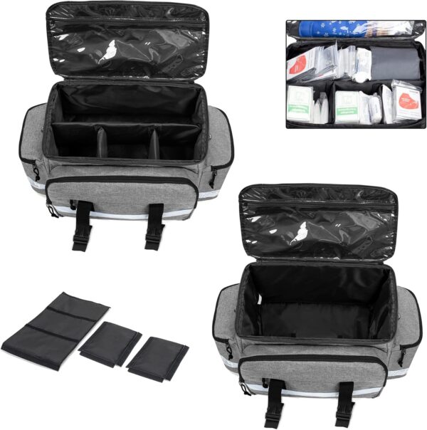 Damero Bolsa de Suministros médicos, Bolsa de Primeros Auxilios con divisores Desmontables y Hebillas Superiores, Ideal para traumatismos, Salud en el hogar, Enfermeras,Gris - Image 3
