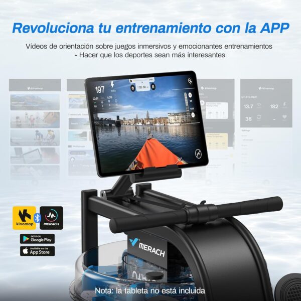 MERACH Máquina de Remo de Agua para Casa, Máquina de Remo con Inclinación de 45° y Mayor Resistencia, Capacidad de Peso de 160 kg, con Conexión Bluetooth (Agua) - Image 6