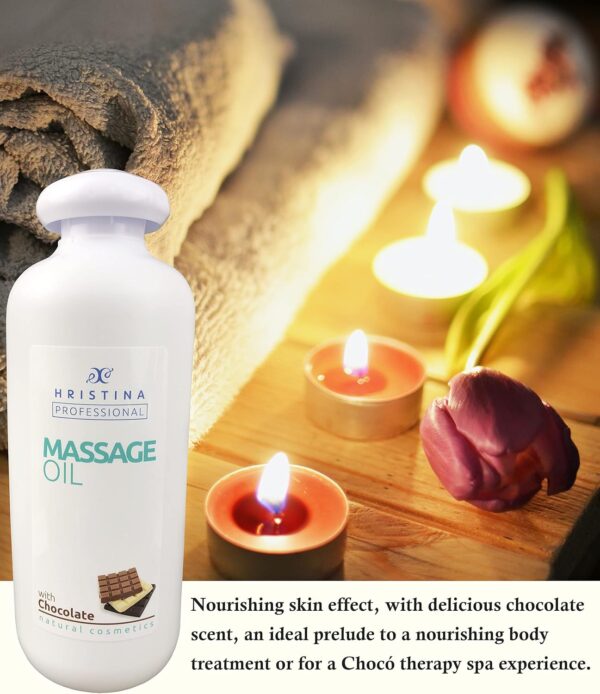 Aceite de masaje de chocolate para masaje corporal relajante y cuidado de la piel | Mezcla natural de semilla de uva, aceite de aguacate infundido con aroma de chocolate para terapia de masaje 500ml - Image 5