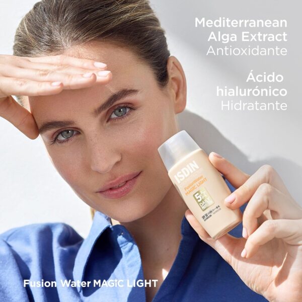Fotoprotector ISDIN Fusion Water Color Light SPF 50, Protector Solar Facial con Color, Ligero e Hidratante, Cobertura Natural, Efecto Buena Cara, Disimula Imperfecciones, 50 ml - Image 8