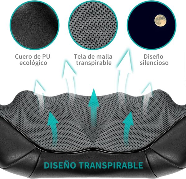 Nekteck 3D masajeador cervical y espalda con calor relajante, shiatsu de tejido profundo masajeador cervical, hombro, espalda y masajeador de cuello Para uso en el hogar, oficinas y automóviles - Image 5