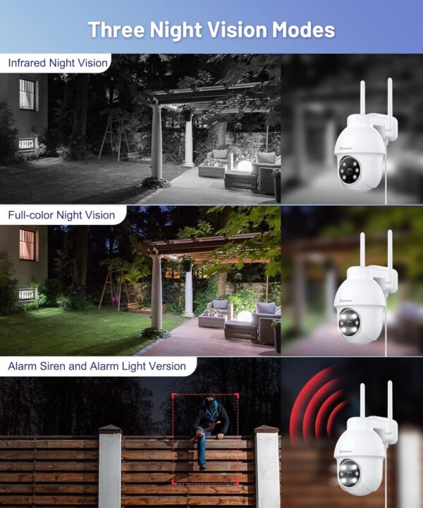 GALAYOU Camara Vigilancia WiFi Exterior - 2K Camaras IP Vigilancia Domicilio 360° con Visión Nocturna en Color, Alerta de Movimiento, 24/7 Grabación en Tarjeta SD, IP65, Compatible Alexa - Image 4