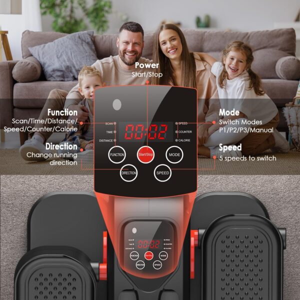 Ejercitador de Pedal Elíptico,Entrenador Elíptico Debajo del Escritorio con Pantalla Control Remoto Pedal Antideslizante,Mini Elíptica Portátil de Velocidad Ajustable para Gimnasio en Casa Oficina - Image 2