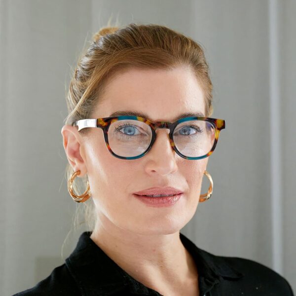 OPULIZE Ava Gafas de Lectura Montura Redonda Favorecedora Marrón Carey Turquesa Lentes Resistentes a Arañazos Bisagras de Muelle Unisex Hombre Mujer R62-Q +2.00 - Image 3