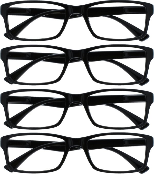 The Reading Glasses Company La Compañía Gafas De Lectura Negro Lectores Valor Pack 4 Estilo Diseñador Hombres Mujeres RRRR92-1 +1,50