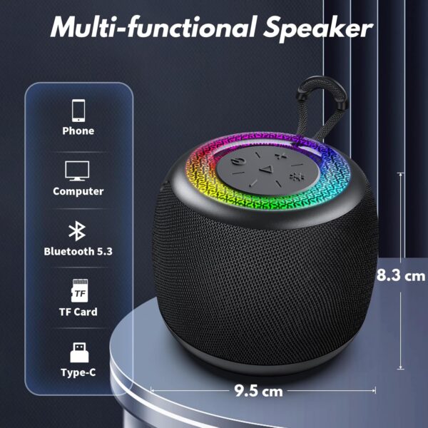 JYX Altavoz Inalámbrico Bluetooth, Mini Altavoz Bluetooth con Luz RGB, Emparejamiento TWS, Duración de La Batería 24 Horas, para el Hogar, Aire Libre, Viajes - Image 5