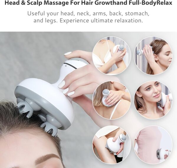 COMFIER Masajeador Inalámbrico para el Cuero Cabelludo:Rascador Eléctrico de Masaje de Cabeza con 84 Nodos de Amasamiento, para Crecimiento del Cabello y Relajación del Estrés (Blanco) - Image 3