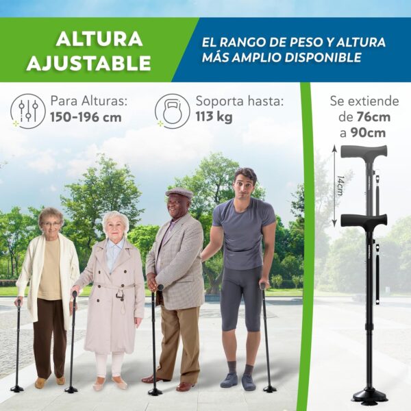 HONEYBULL Bastón para Hombres y Mujeres - Plegable, Ajustable, Colapsable, Bastón Autoportante, Punta Pivotante, Resistente | Bastones para Personas Mayores y Adultos - Image 6