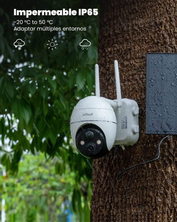 ieGeek 2K 15000mAh Batería Camara Vigilancia WiFi Exterior, Camara de Seguridad Exterior Puede Girar 360 ​​°/ Inclinarse,Detección de Movimiento PIR, Visión Nocturna a Color, Alarma de Luz y Sonido - Image 8