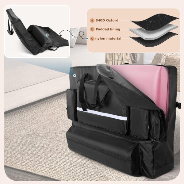Luxja Bolsa para Camilla de Masaje Adapta Camilla de Masaje Plegable 24" a 30" de Ancho, Bolsa de Transporte para Mesa de Masaje con Bolsillos Accesorios, Negro - Image 3
