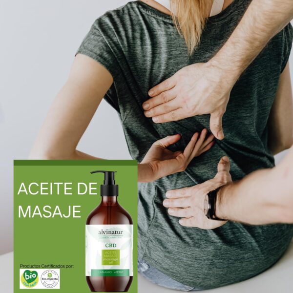 ALVINATUR - Aceite masaje CBD 250ml, Corporal, Masajes relajantes y musculares, Con aceites esenciales, Botella con dosificador - Image 2