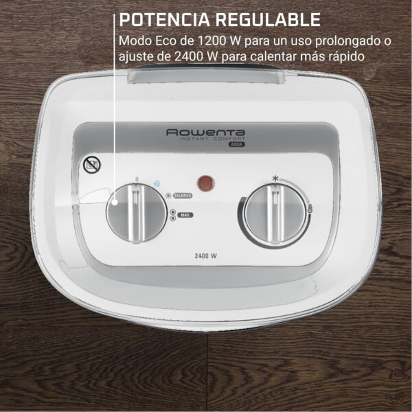 Rowenta Instant Comfort Aqua - Calefactor bajo consumo de hasta 2400W, apto para baños, función Silence 45 dBA, 2 velocidades, termostato mecánico función anti-heladas, ventilador aire frío, SO6510 - Image 3