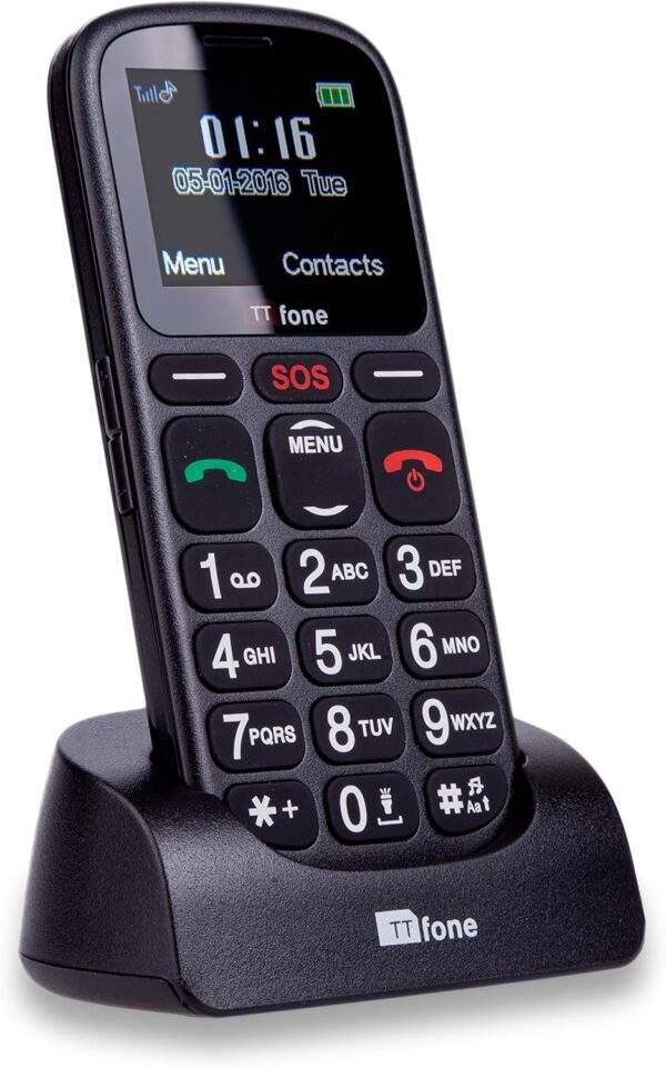 TTfone TT100 Comet - Móvil Libre (USB, Banda Dual, Botones Grandes), Olor Negro