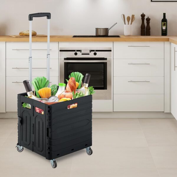 Relaxdays Carro de la Compra, Plegable, Carrito de Transporte con Ruedas y Asa Telescópica, hasta 35 kg, Negro, 102 x 42 x 38 cm - Image 5