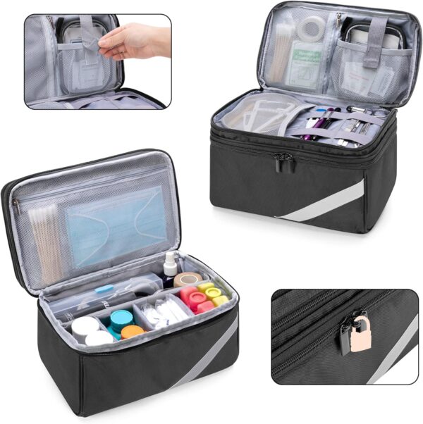 Trunab Pequeña Bolsa Médica de Medicamentos y Pastillero, Botiquín de Primeros Auxilios Adecuado con Estetoscopio, Medicamentos de Emergencia, Suplemento y Organizador Semanal de Pastillas, Negro - Image 4