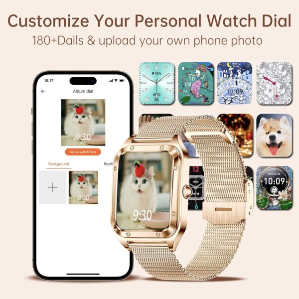 Colesma - Reloj inteligente para mujer, con asistente de voz, pantalla táctil HD de 1,59 pulgadas, reloj inteligente para mujer, rastreador de actividad con monitor de sueño para Android iOS - Image 4