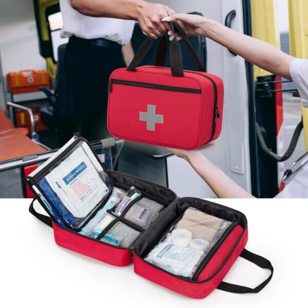 CURMIO Bolsa pequeña de Primeros Auxilios, Bolsa Emergencias de Botiquines de Emergencia para Senderismo, Acampada, Coche, Viajes, Hogar y Exteriores, Rojo, (Sola Bolsa) - Image 7
