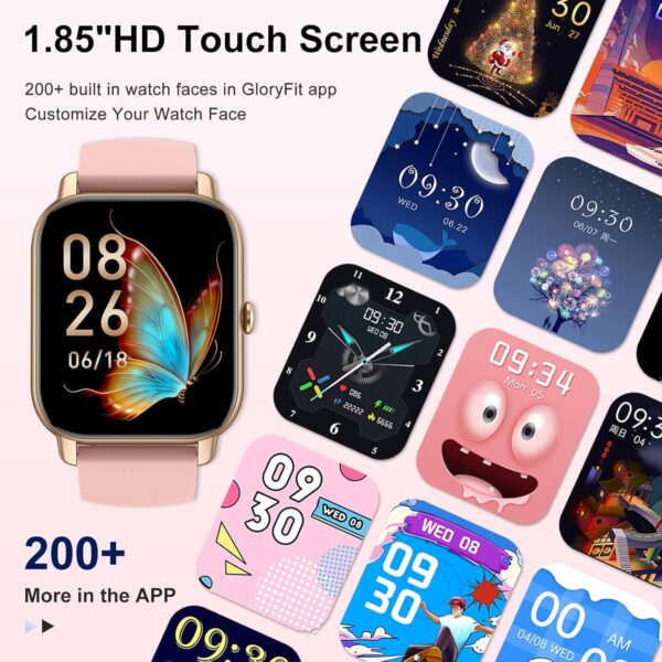 Nerunsa Reloj Inteligente Hombre Mujer con Llamadas, 1,85" Smartwatch 100+ Modos Deportivos, Pulsómetro, Monitor de Sueño, Pulsera Actividad Impermeable IP68 Reloj para iOS Android, Oro Rosa - Image 2