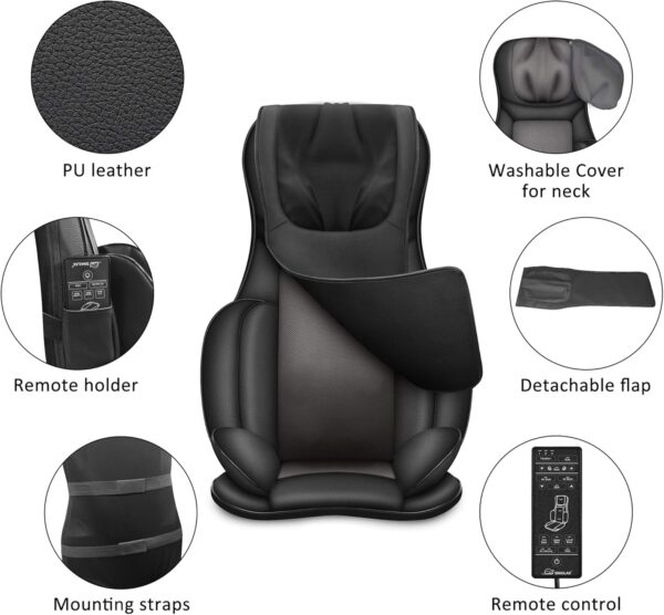 Snailax Asiento de Masaje Shiatsu con calor, Cojín de Masaje 4D con compresión/amasado/vibración, masajeador eléctrico de cuerpo completo para espalda cuello, regalos - Image 7