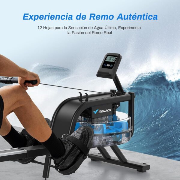 MERACH Máquina de Remo de Agua para Casa, Máquina de Remo con Inclinación de 45° y Mayor Resistencia, Capacidad de Peso de 160 kg, con Conexión Bluetooth (Agua) - Image 2