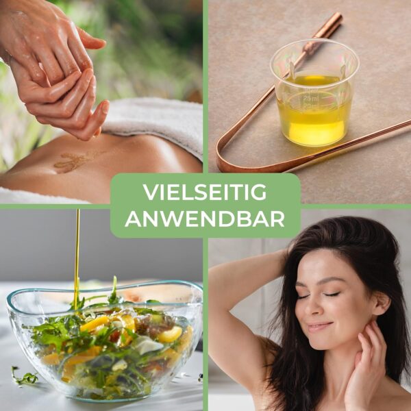 MASSAGE-EXPERT Aceite de sésamo orgánico prensado en frío – Aceite base madura para masajes, ayurveda, cuidado de la piel y cuidado del cabello [1 litro con cierre de salpicaduras] - Image 3