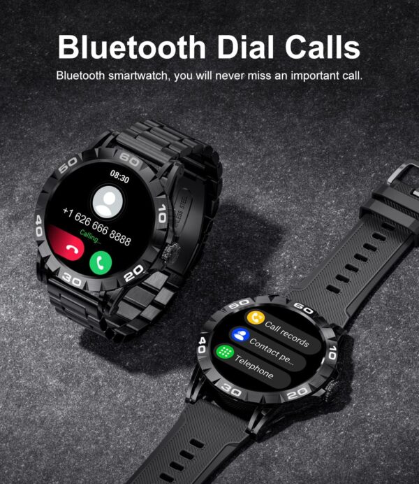 LIGE Reloj Inteligente para Hombres, Pantalla táctil de 1,32 Pulgadas, Rastreador de Fitness con presión Arterial/frecuencia cardíaca, IP67 Impermeable, Podómetro Smartwatch para Android iOS, Negro - Image 2